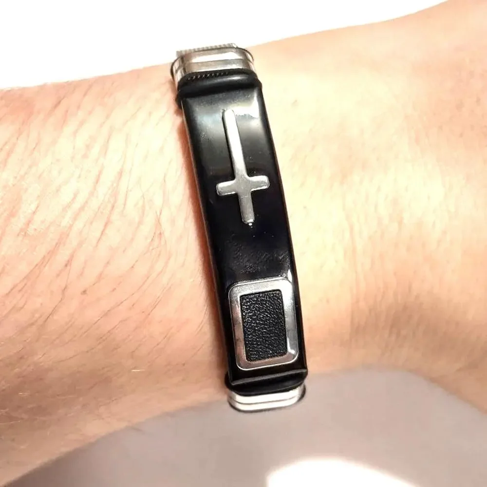 Christian Cross bracelet Silver Stainless Watch Buckle Valentines Birthday NEW!